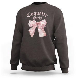 Coquette Girly Sweatshirt Pink Bow TS02 Dark Chocolate Printyourwear