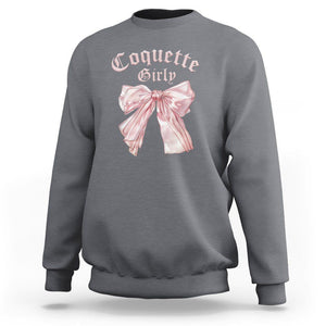 Coquette Girly Sweatshirt Pink Bow TS02 Charcoal Printyourwear