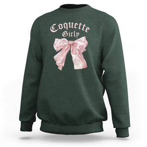 Coquette Girly Sweatshirt Pink Bow TS02 Dark Forest Green Printyourwear