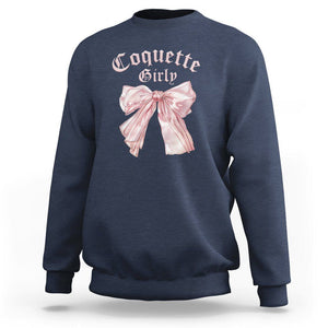 Coquette Girly Sweatshirt Pink Bow TS02 Navy Printyourwear