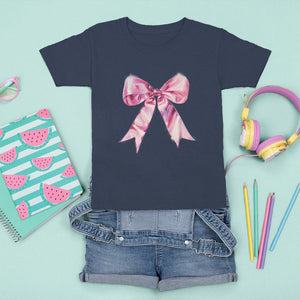 Coquette T Shirt For Kid Pink Ribbon Aesthetic Trendy Girly Girl TS09 Navy Printyourwear