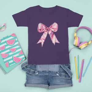 Coquette T Shirt For Kid Pink Ribbon Aesthetic Trendy Girly Girl TS09 Purple Printyourwear