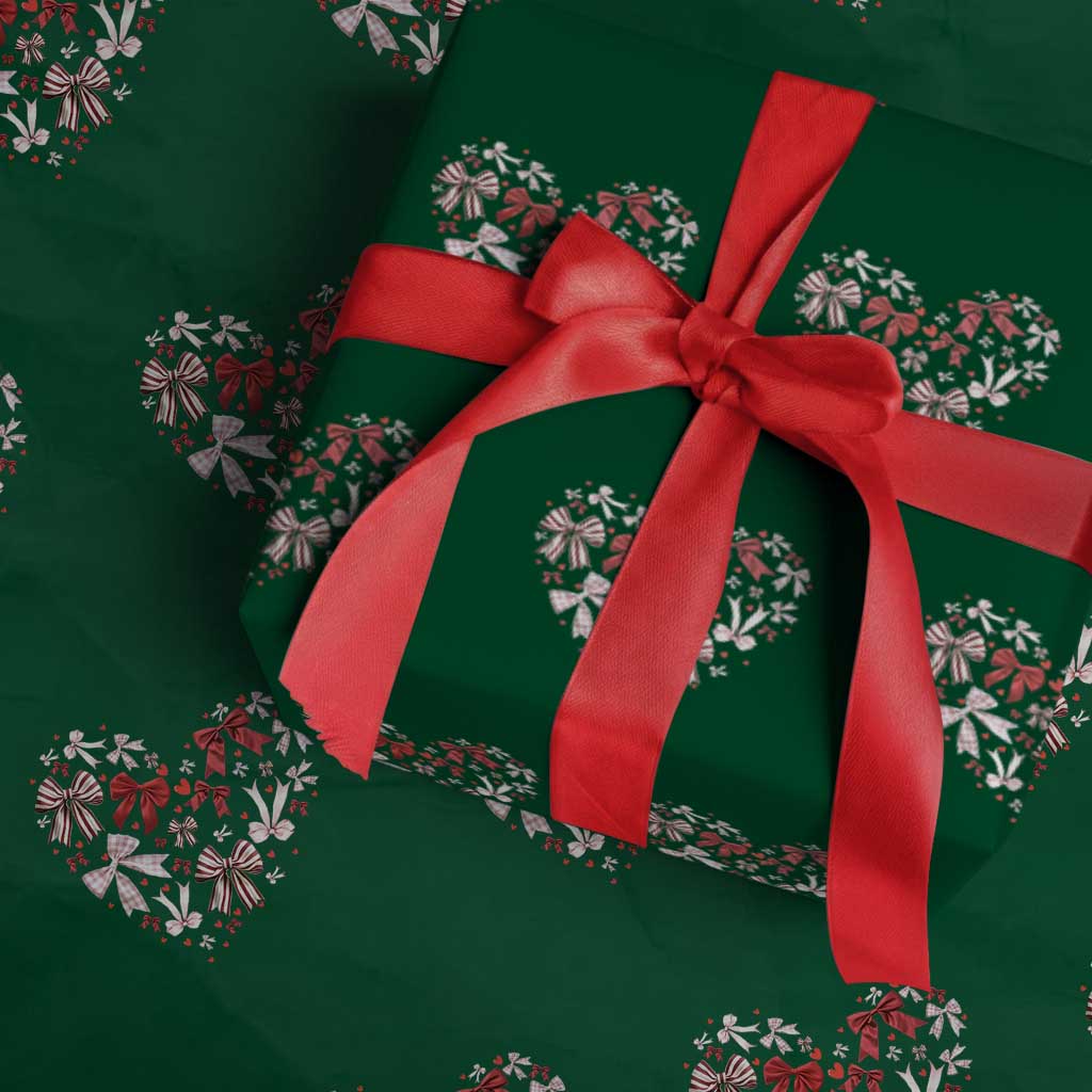 Coquette Valentine's Day Heart Bow Wrapping Paper Roll TS10 Green Print Your Wear