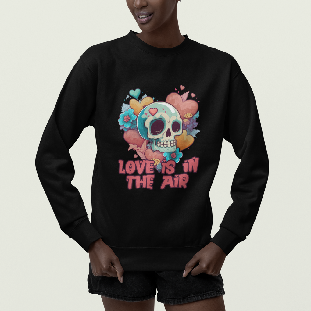 Floral Skull Sweatshirt Funny Love In The Air Floral Skull Anti Valentines Day TS02 Printyourwear