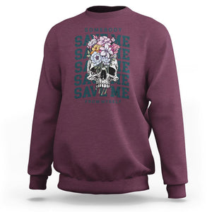 Country Music Sweatshirt Somebody Save Me From Myself Western Retro TS02 Maroon Printyourwear