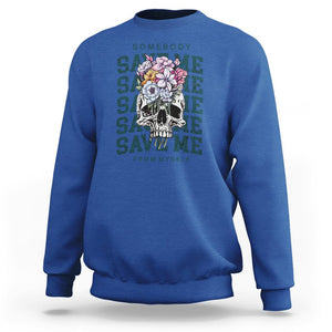 Country Music Sweatshirt Somebody Save Me From Myself Western Retro TS02 Royal Blue Printyourwear