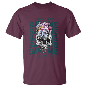 Country Music T Shirt Somebody Save Me From Myself Western Retro TS02 Maroon Printyourwear