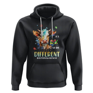 Cow Autism Awareness Hoodie Acceptance It's Ok To Be Different Puzzle Piece TS02 Black Printyourwear