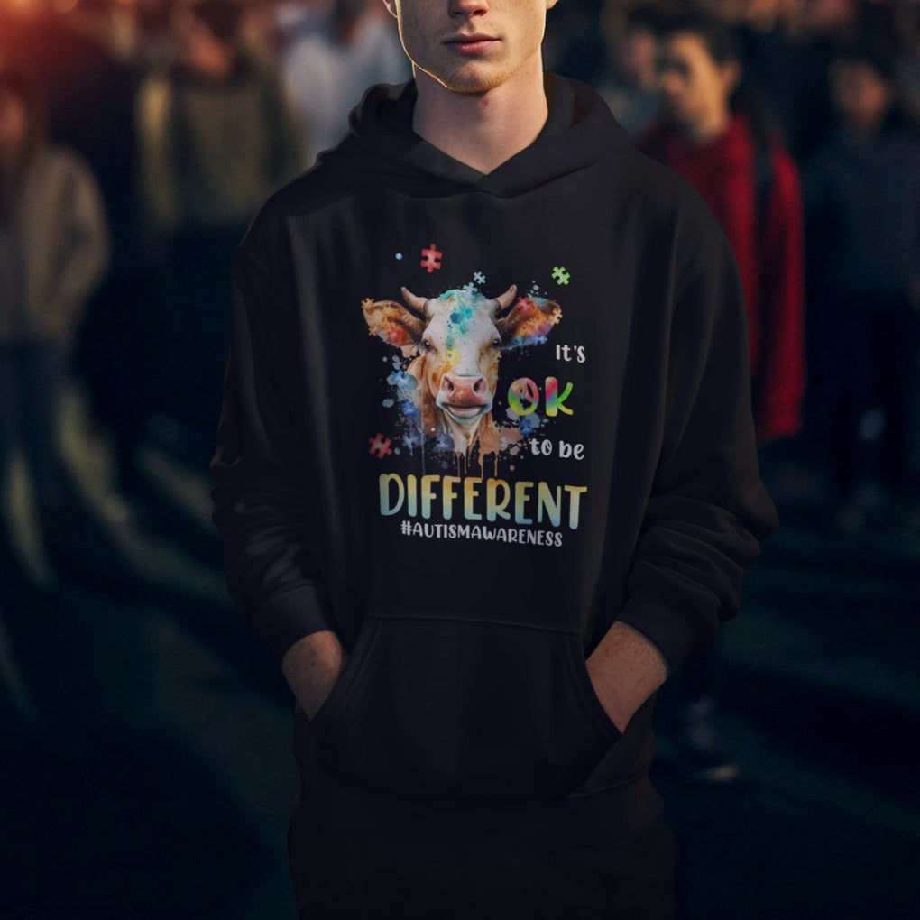 Cow Autism Awareness Hoodie Acceptance It's Ok To Be Different Puzzle Piece TS02 Printyourwear