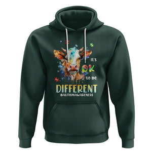 Cow Autism Awareness Hoodie Acceptance It's Ok To Be Different Puzzle Piece TS02 Dark Forest Green Printyourwear