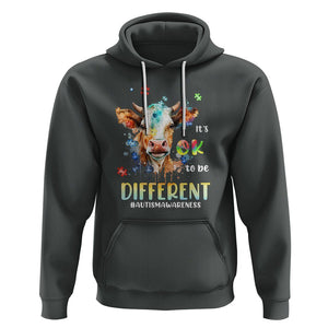 Cow Autism Awareness Hoodie Acceptance It's Ok To Be Different Puzzle Piece TS02 Dark Heather Printyourwear