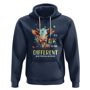 Cow Autism Awareness Hoodie Acceptance It's Ok To Be Different Puzzle Piece TS02 Navy Printyourwear