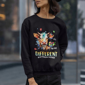 Cow Autism Awareness Sweatshirt Acceptance It's Ok To Be Different Puzzle Piece TS02 Printyourwear