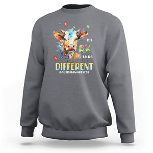 Cow Autism Awareness Sweatshirt Acceptance It's Ok To Be Different Puzzle Piece TS02 Charcoal Printyourwear