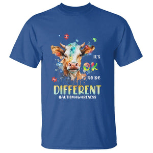 Cow Autism Awareness T Shirt Acceptance It's Ok To Be Different Puzzle Piece TS02 Royal Blue Printyourwear