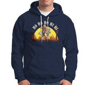 Cowboy Santa Claus Riding A Horse Ho Ho Hi Hi Hoodie TS09 Navy Printyourwear