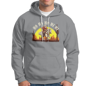 Cowboy Santa Claus Riding A Horse Ho Ho Hi Hi Hoodie TS09 Sport Gray Printyourwear