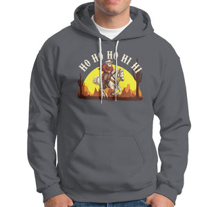 Cowboy Santa Claus Riding A Horse Ho Ho Hi Hi Hoodie TS09 Charcoal Printyourwear