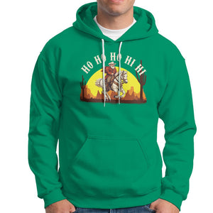 Cowboy Santa Claus Riding A Horse Ho Ho Hi Hi Hoodie TS09 Irish Green Printyourwear