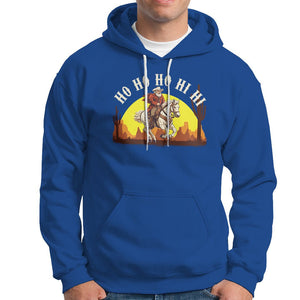 Cowboy Santa Claus Riding A Horse Ho Ho Hi Hi Hoodie TS09 Royal Blue Printyourwear