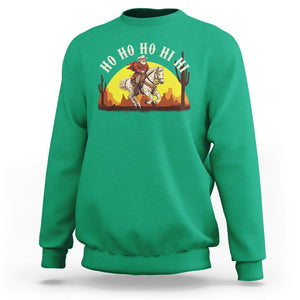 Cowboy Santa Claus Riding A Horse Ho Ho Hi Hi Sweatshirt TS09 Irish Green Printyourwear