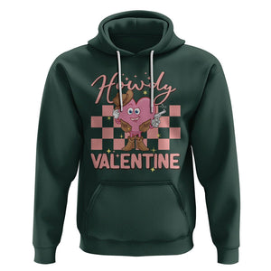 Cowboy Valentine Hoodie Funny Retro Howdy Valentine Western Heart TS02 Dark Forest Green Printyourwear