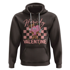 Cowboy Valentine Hoodie Funny Retro Howdy Valentine Western Heart TS02 Dark Chocolate Printyourwear