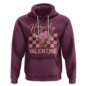 Cowboy Valentine Hoodie Funny Retro Howdy Valentine Western Heart TS02 Maroon Printyourwear