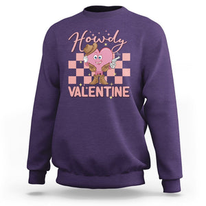 Cowboy Valentine Sweatshirt Funny Retro Howdy Valentine Western Heart TS02 Purple Printyourwear