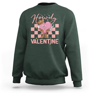 Cowboy Valentine Sweatshirt Funny Retro Howdy Valentine Western Heart TS02 Dark Forest Green Printyourwear