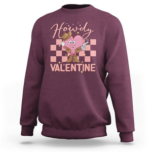 Cowboy Valentine Sweatshirt Funny Retro Howdy Valentine Western Heart TS02 Maroon Printyourwear