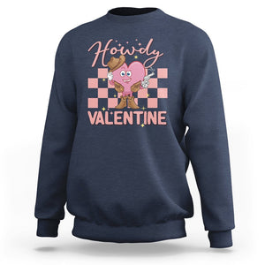 Cowboy Valentine Sweatshirt Funny Retro Howdy Valentine Western Heart TS02 Navy Printyourwear