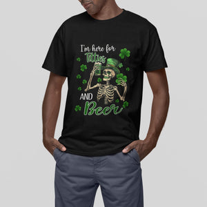 Funny St. Patricks Day Drinking T Shirt I'm Here For Titties And Beer TS02 Printyourwear