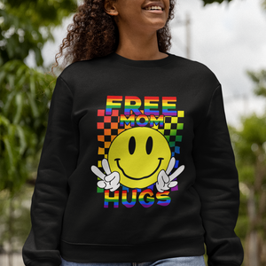 LGBT Free Hugs Support Sweatshirt Mom Hug Mama LGBTQ Ally Rainbow Flag Retro TS02 Printyourwear