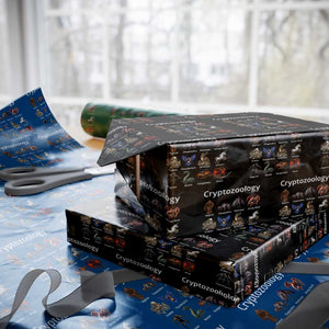 Cryptid Creatures Wrapping Paper Roll Cryptozoology Fantasy Mythical Monsters TS02 Black Print Your Wear