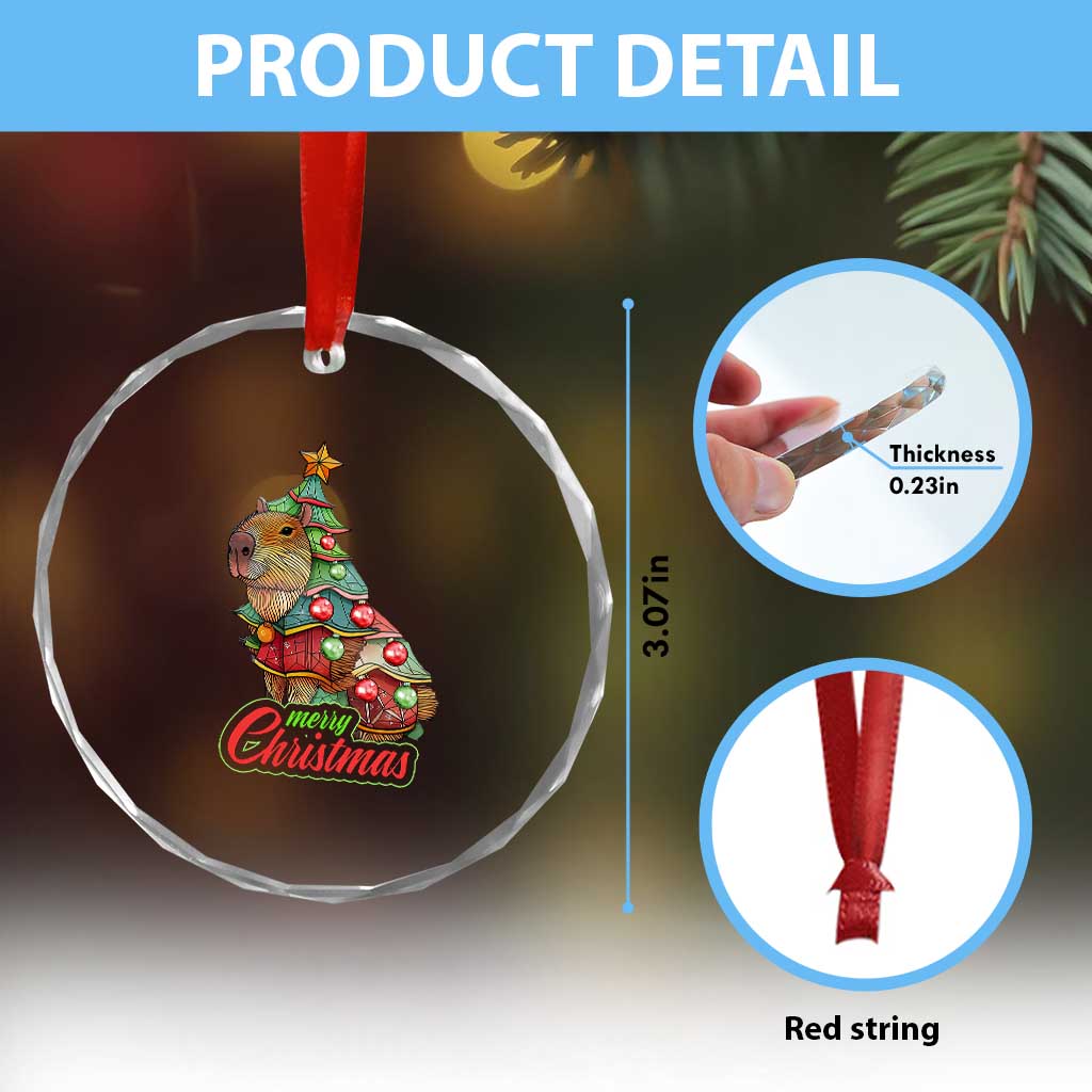 Cute Capybara Xmas Tree Crystal Glass Ornament TS09 Print Your Wear