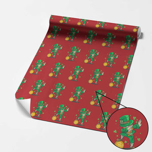 Cute Dabbing Leprechaun Wrapping Paper Roll Funny St Patricks Day TS02 Red Print Your Wear