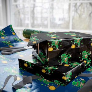 Cute Dabbing Leprechaun Wrapping Paper Roll Funny St Patricks Day TS02 Black Print Your Wear