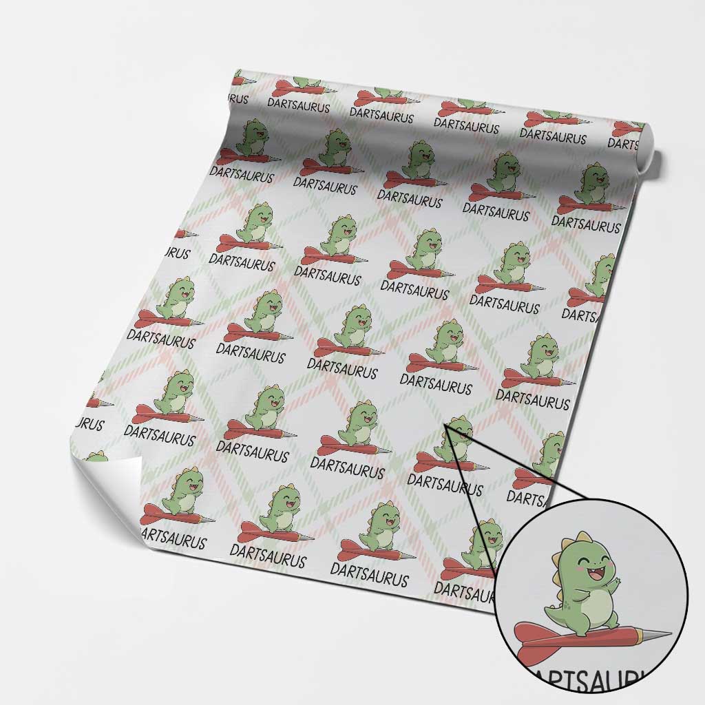 Cute Dartsaurus Playing Dart Wrapping Paper Roll Dinosaur Lover Gift TS12 Christmas Plaid Print Your Wear