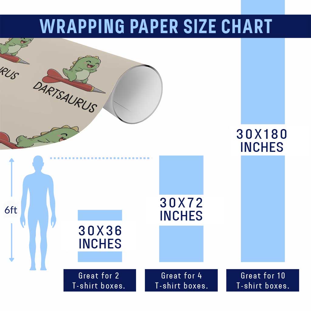 Cute Dartsaurus Playing Dart Wrapping Paper Roll Dinosaur Lover Gift TS12 Print Your Wear