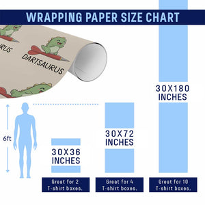 Cute Dartsaurus Playing Dart Wrapping Paper Roll Dinosaur Lover Gift TS12 Print Your Wear