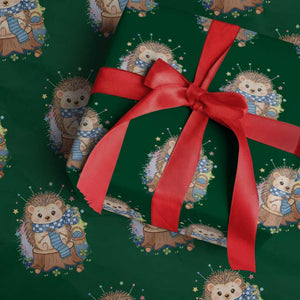 Cute Hedgehog Knitting Wrapping Paper Roll Gift For Crocheter TS12 Green Print Your Wear