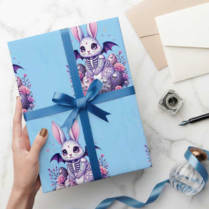 Cute Spooky Easter Bunny Wrapping Paper Roll Pastel Goth Rabbit Gift TS12 Light Blue Print Your Wear