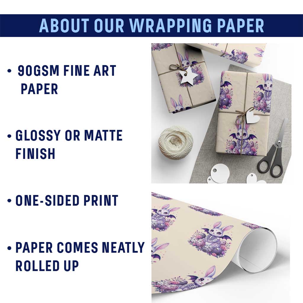 Cute Spooky Easter Bunny Wrapping Paper Roll Pastel Goth Rabbit Gift TS12 Print Your Wear