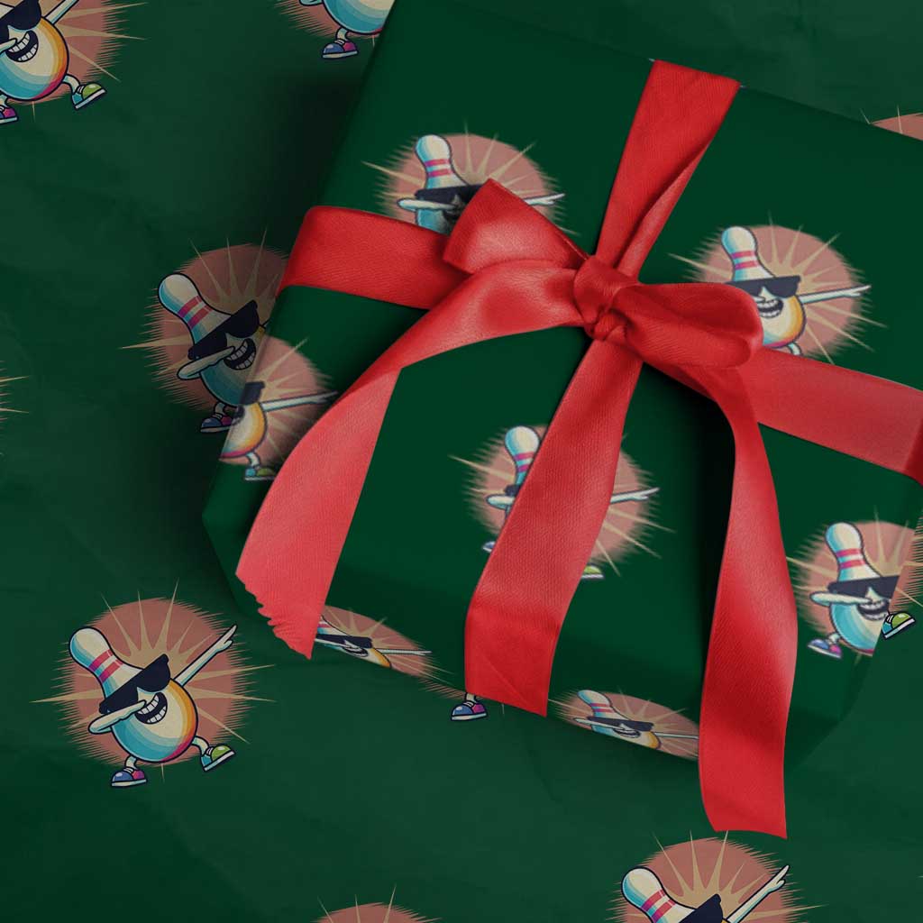 Dabbing Bowling Pin Wrapping Paper Roll Funny Player Gift TS12 Green Print Your Wear