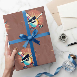Dabbing Bowling Pin Wrapping Paper Roll Funny Player Gift TS12 Mocha Print Your Wear