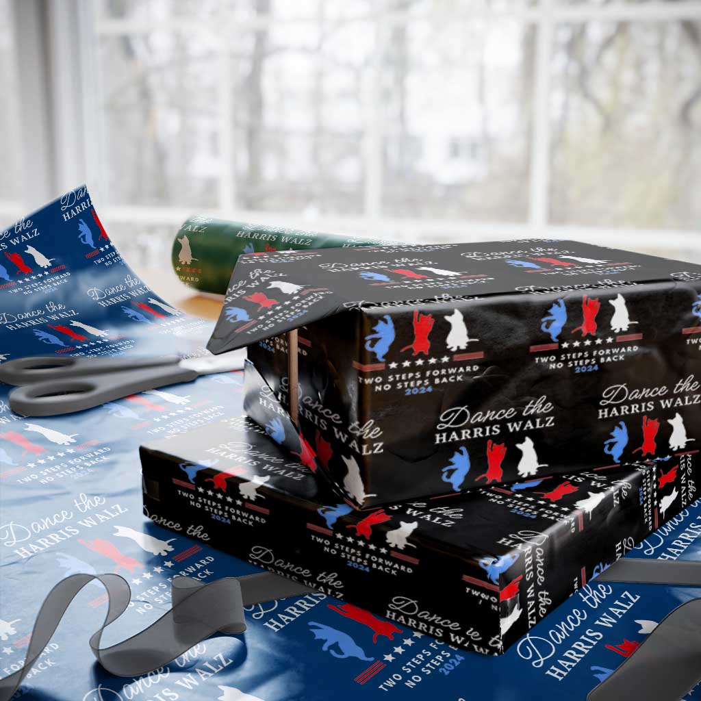 Dance The Harris Walz 2024 Wrapping Paper Roll Two Steps Forward No Steps Back TS02 Black Print Your Wear