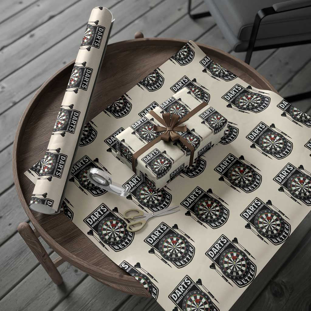 Darts Makes Everything Better Wrapping Paper Roll Darts Lover Gift TS12 Beige Print Your Wear