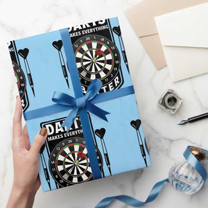Darts Makes Everything Better Wrapping Paper Roll Darts Lover Gift TS12 Light Blue Print Your Wear