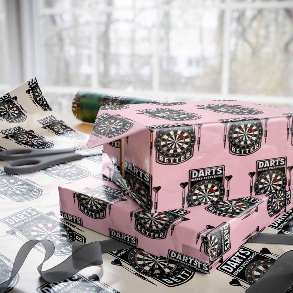 Darts Makes Everything Better Wrapping Paper Roll Darts Lover Gift TS12 Light Pink Print Your Wear